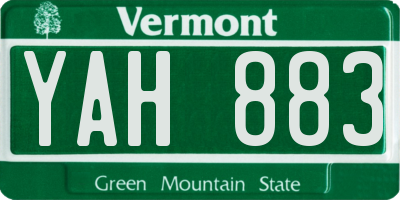 VT license plate YAH883