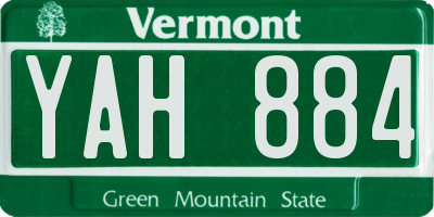 VT license plate YAH884