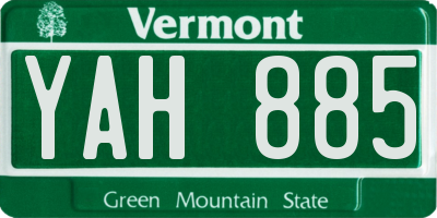 VT license plate YAH885