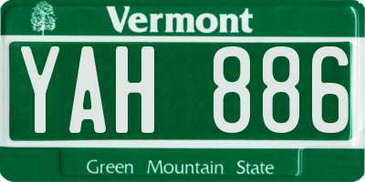 VT license plate YAH886