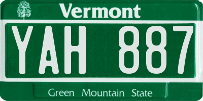 VT license plate YAH887