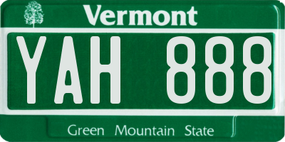 VT license plate YAH888