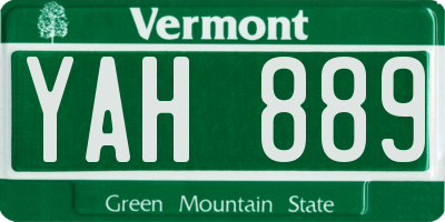 VT license plate YAH889