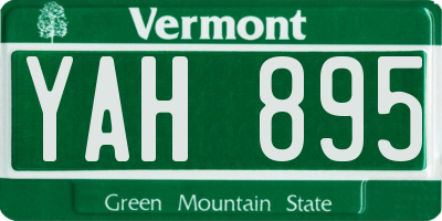 VT license plate YAH895