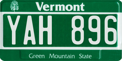 VT license plate YAH896