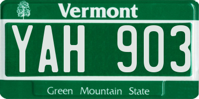 VT license plate YAH903