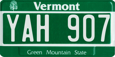 VT license plate YAH907