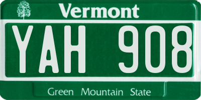 VT license plate YAH908