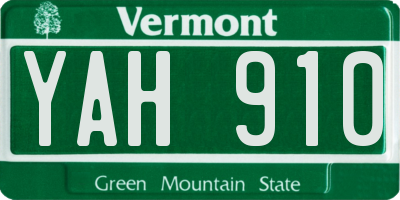VT license plate YAH910