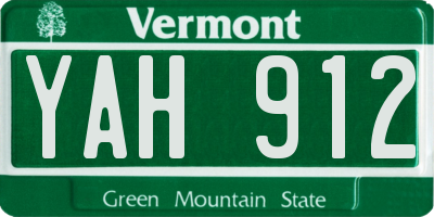VT license plate YAH912