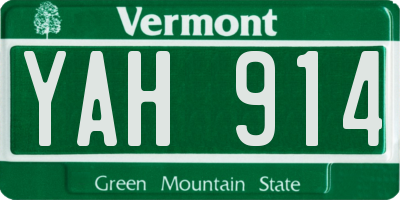 VT license plate YAH914