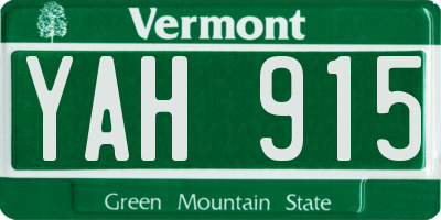 VT license plate YAH915