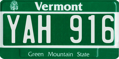 VT license plate YAH916
