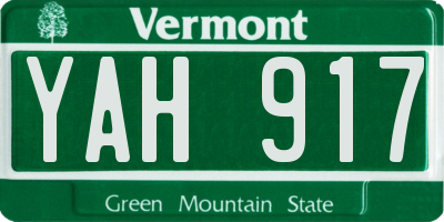 VT license plate YAH917