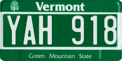 VT license plate YAH918