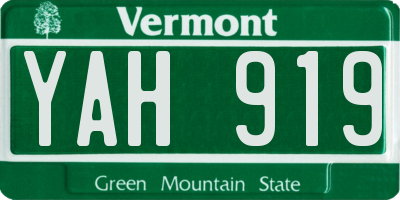 VT license plate YAH919