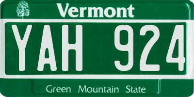 VT license plate YAH924