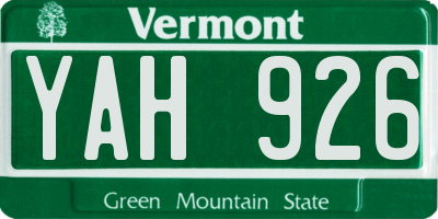 VT license plate YAH926