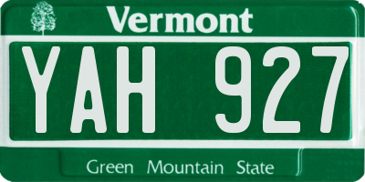 VT license plate YAH927