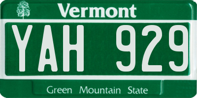 VT license plate YAH929