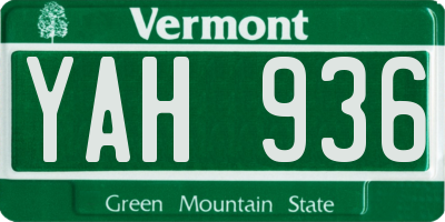 VT license plate YAH936