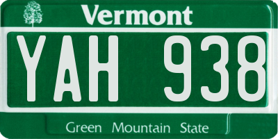 VT license plate YAH938