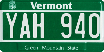 VT license plate YAH940