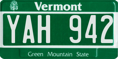 VT license plate YAH942