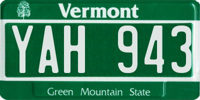 VT license plate YAH943