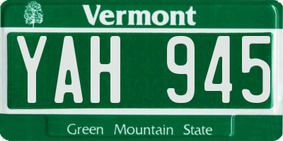 VT license plate YAH945