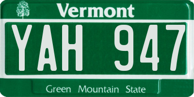 VT license plate YAH947