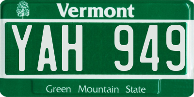 VT license plate YAH949
