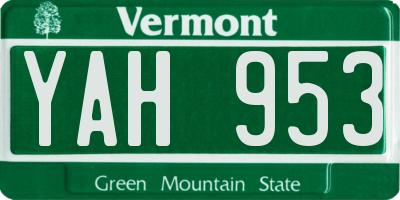 VT license plate YAH953