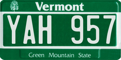 VT license plate YAH957