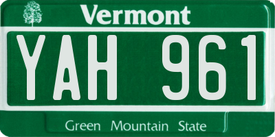 VT license plate YAH961