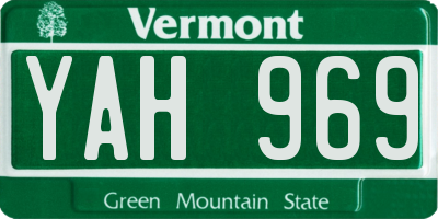 VT license plate YAH969