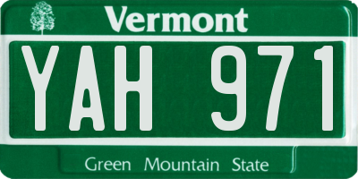 VT license plate YAH971