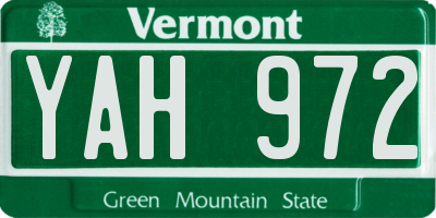 VT license plate YAH972