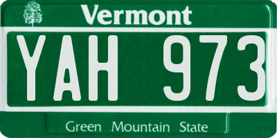 VT license plate YAH973