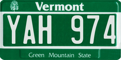 VT license plate YAH974