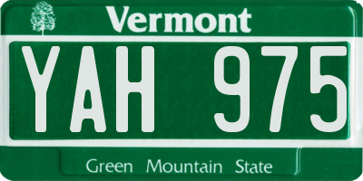 VT license plate YAH975
