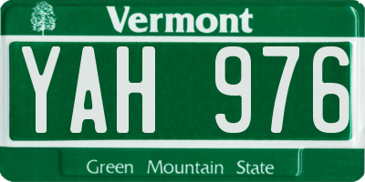 VT license plate YAH976