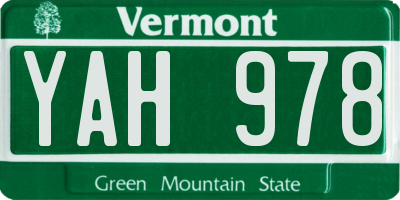 VT license plate YAH978