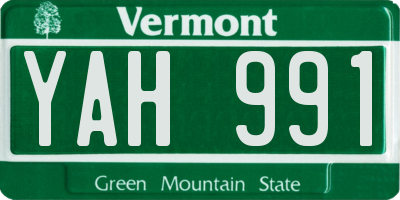 VT license plate YAH991
