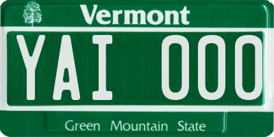 VT license plate YAI000