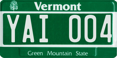VT license plate YAI004