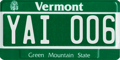 VT license plate YAI006