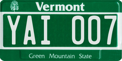 VT license plate YAI007