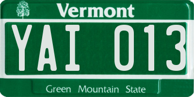 VT license plate YAI013