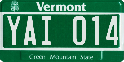 VT license plate YAI014